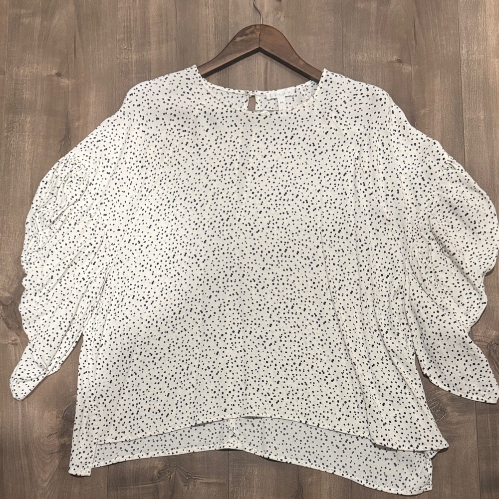 Leith White and Black Speckled Blouse